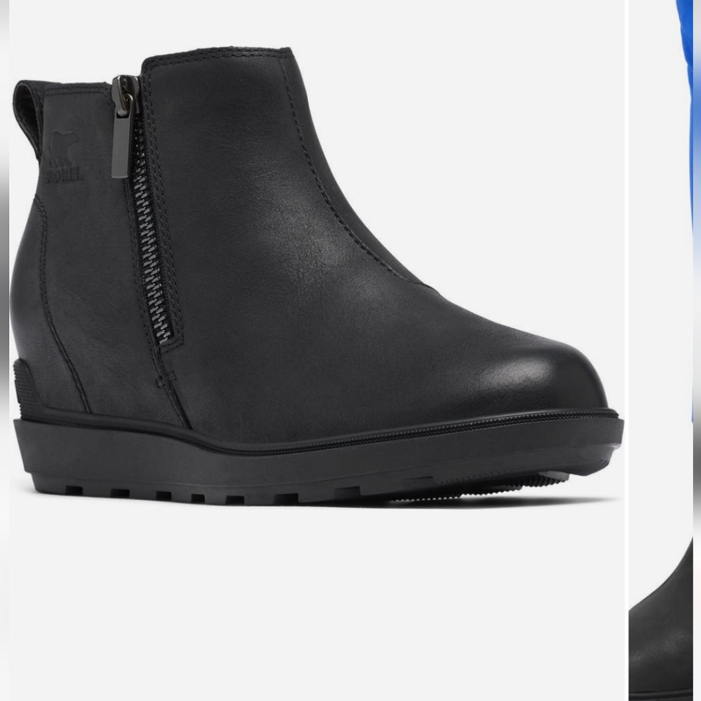 Sorel Evie II Waterproof Black Wedge Ankle Boots Sz 8 NWT